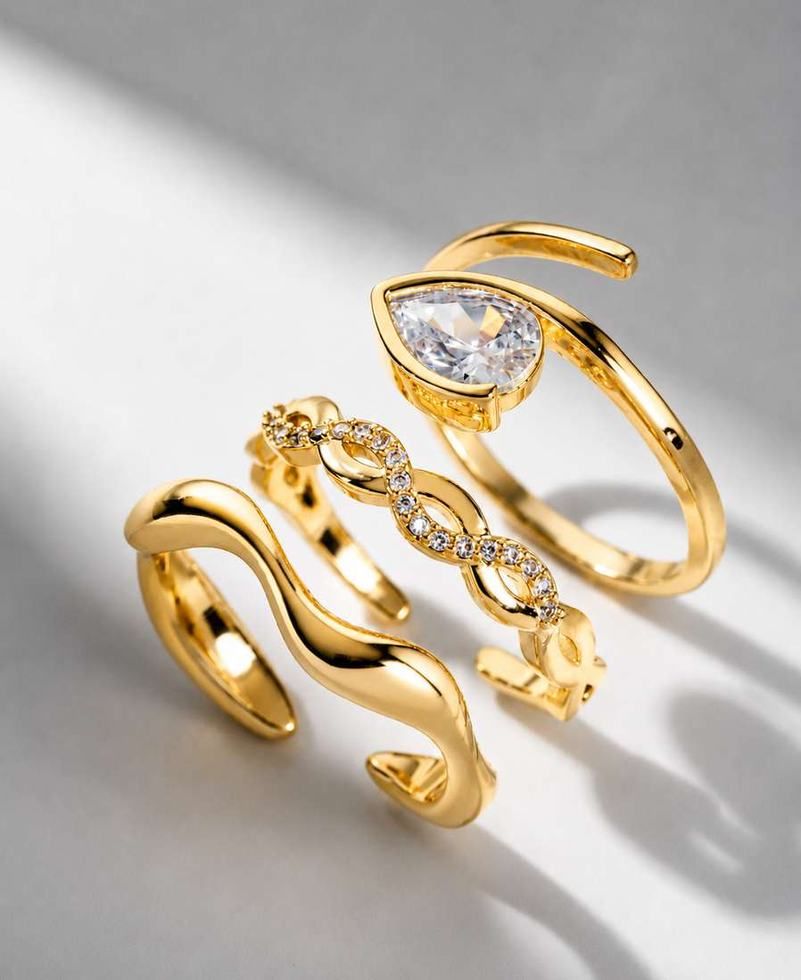 Três anéis JUGOF em ouro 18k